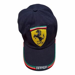 Ferrari Hat‎ Cap Black Italian Flag Logo Adjustable Strapback One Size